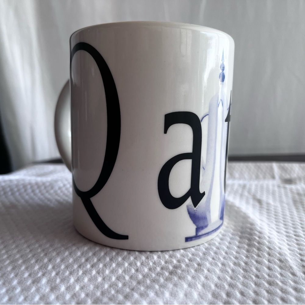 Starbucks White Mug with Black and‎ Blue Design